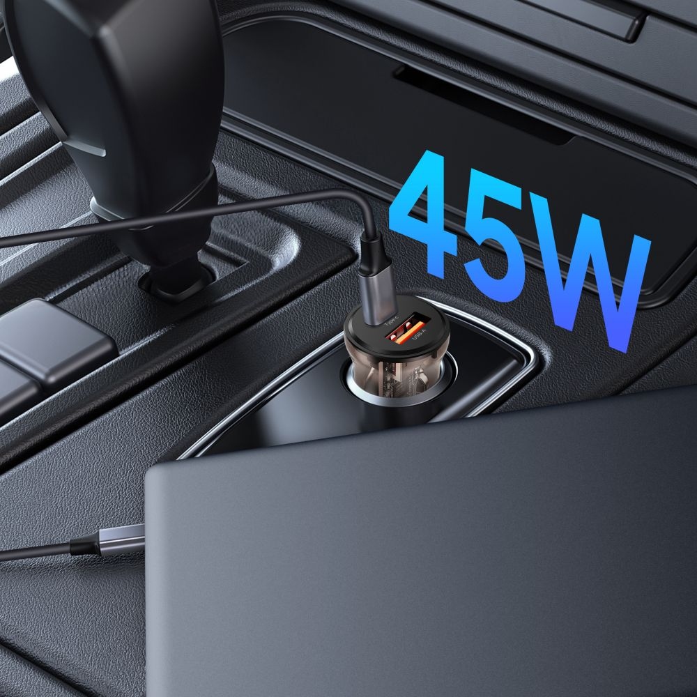 Tech-Protect CC01 PD45W/QC3.0 2-portová nabíjačka do auta - čierna