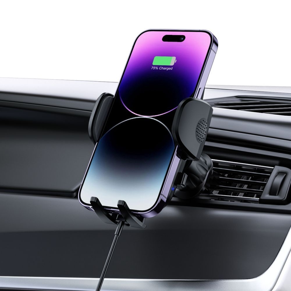 Tech-Protect CM15W-V1 držiak do auta s bezdrôtovým nabíjaním na palubnú dosku aj ventiláciu - čierny