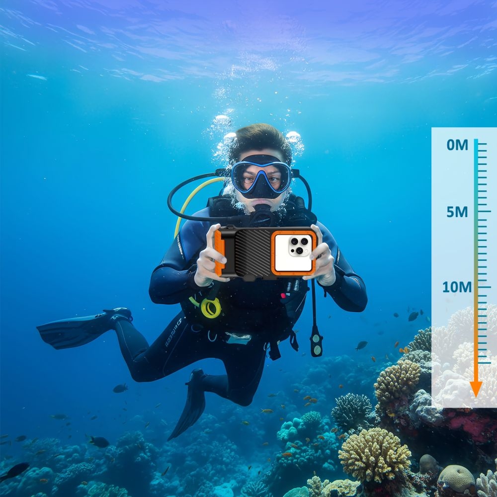 Tech-Protect IPX8 Pre univerzálne vodotesné puzdro na potápanie - čierne/oranžové