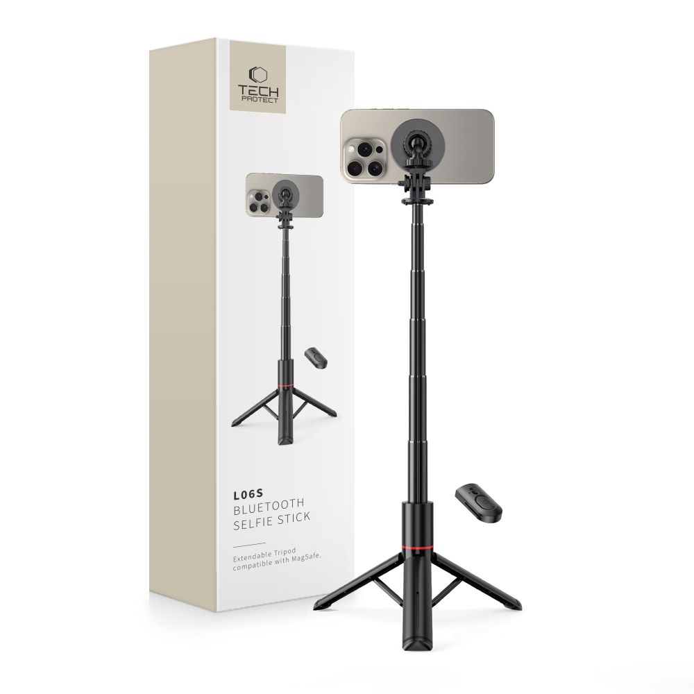 Tech-Protect L06S Bluetooth MagSafe selfie tyč s trojnožkou - čierna