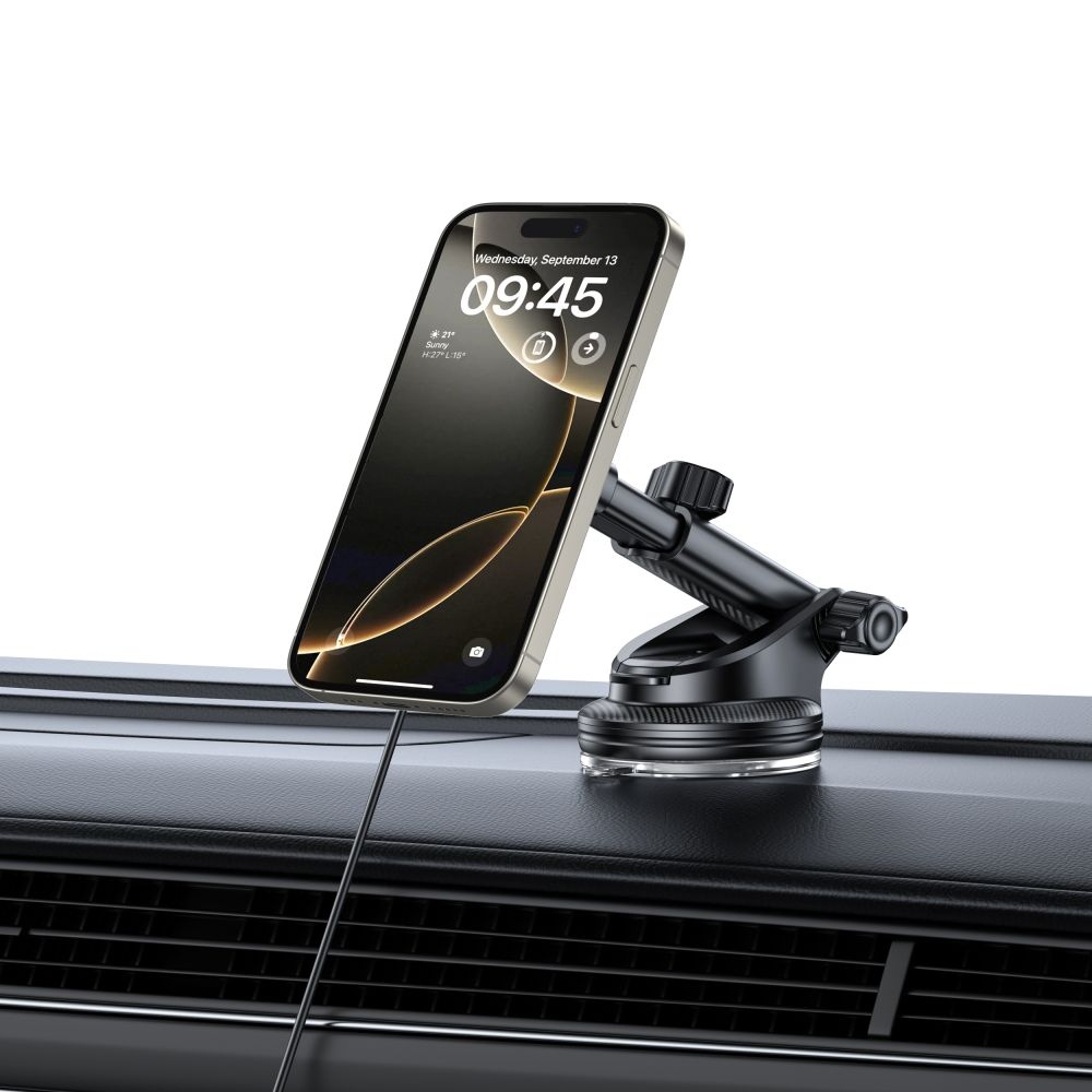 Tech-Protect MM15W-V10 MagSafe bezdrôtový nabíjací držiak na palubnú dosku aj ventiláciu - čierny