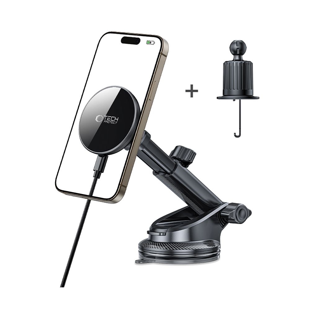 Tech-Protect MM15W-V10 MagSafe bezdrôtový nabíjací držiak na palubnú dosku aj ventiláciu - čierny