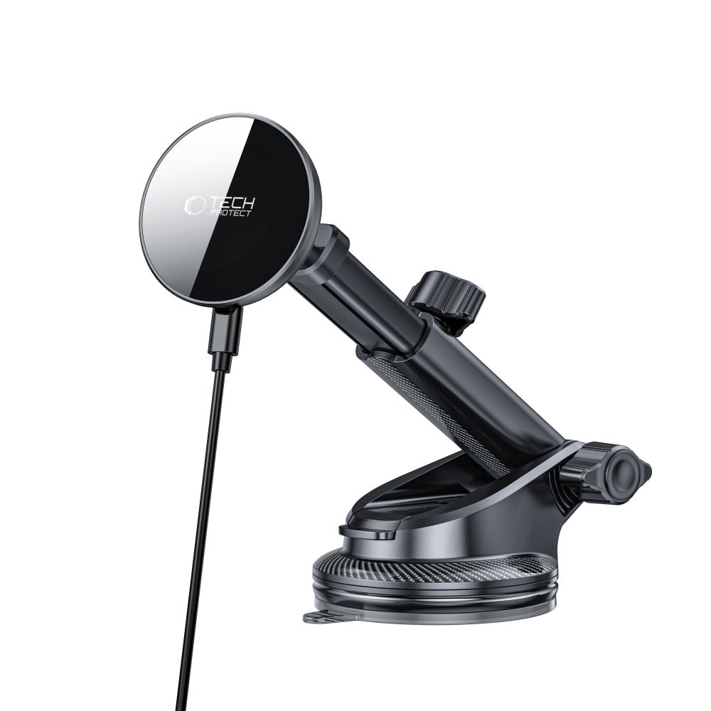 Tech-Protect MM15W-V10 MagSafe bezdrôtový nabíjací držiak na palubnú dosku aj ventiláciu - čierny