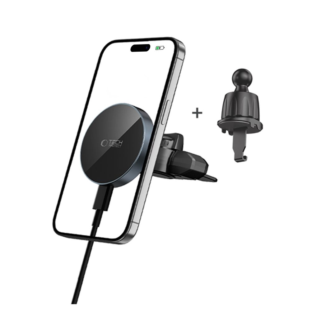 Tech-Protect MM15W-V5 CD & Vent MagSafe držiak do auta s bezdrôtovým nabíjaním - čierny