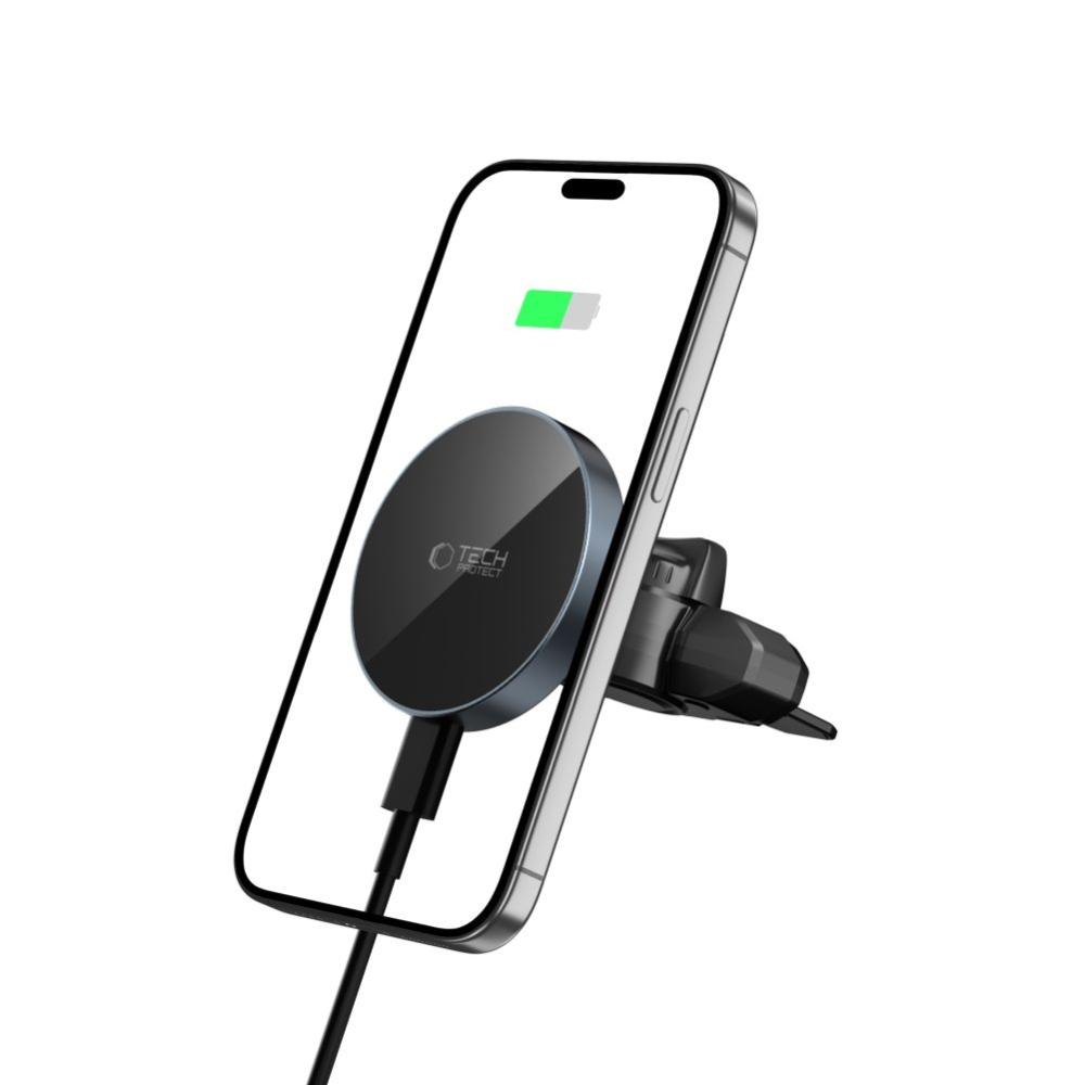 Tech-Protect MM15W-V5 CD & Vent MagSafe držiak do auta s bezdrôtovým nabíjaním - čierny