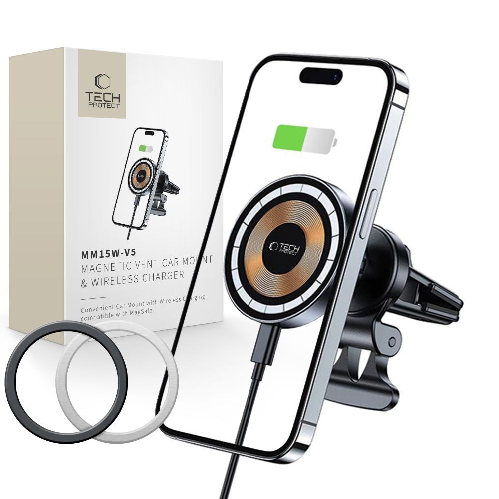 Tech-Protect MM15W-V5 Vent Car Mount 15W MagSafe držiak s bezdrôtovým nabíjaním - čierny