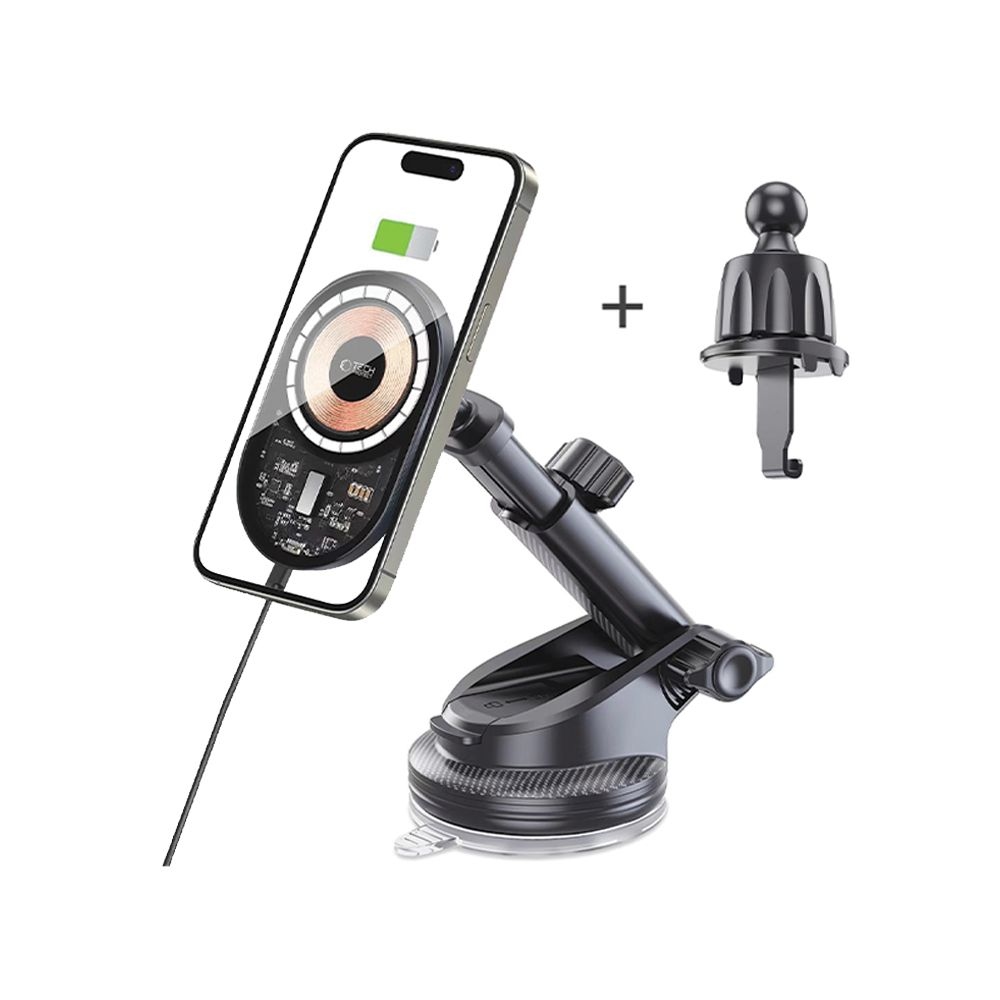Tech-Protect MM15W-V6 Dashboard & Vent MagSafe držiak s bezdrôtovým nabíjaním - čierny
