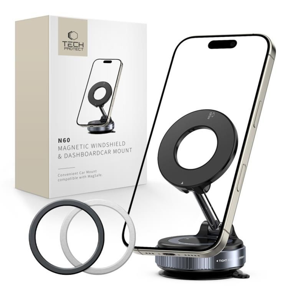 Tech-Protect N60 skladací magnetický držiak do auta s MagSafe na palubnú dosku a čelné sklo