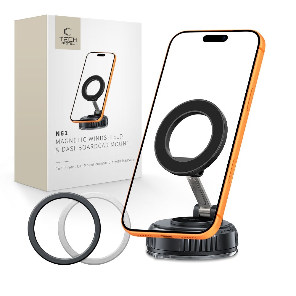 Tech-Protect N61 MagSafe držiak do auta na sklo aj palubnú dosku - čierny