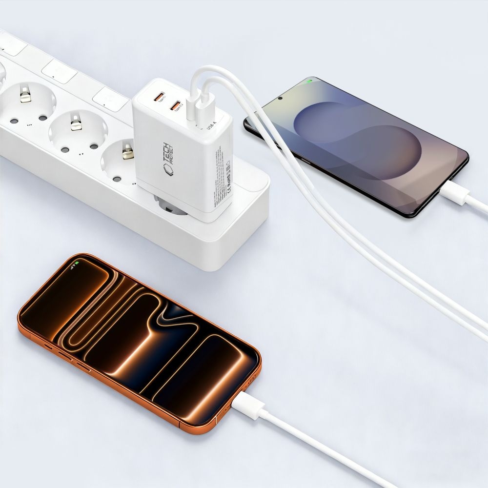 Tech-Protect NC120W-GAN 4-portová nabíjačka PD120W/QC3.0 - biela