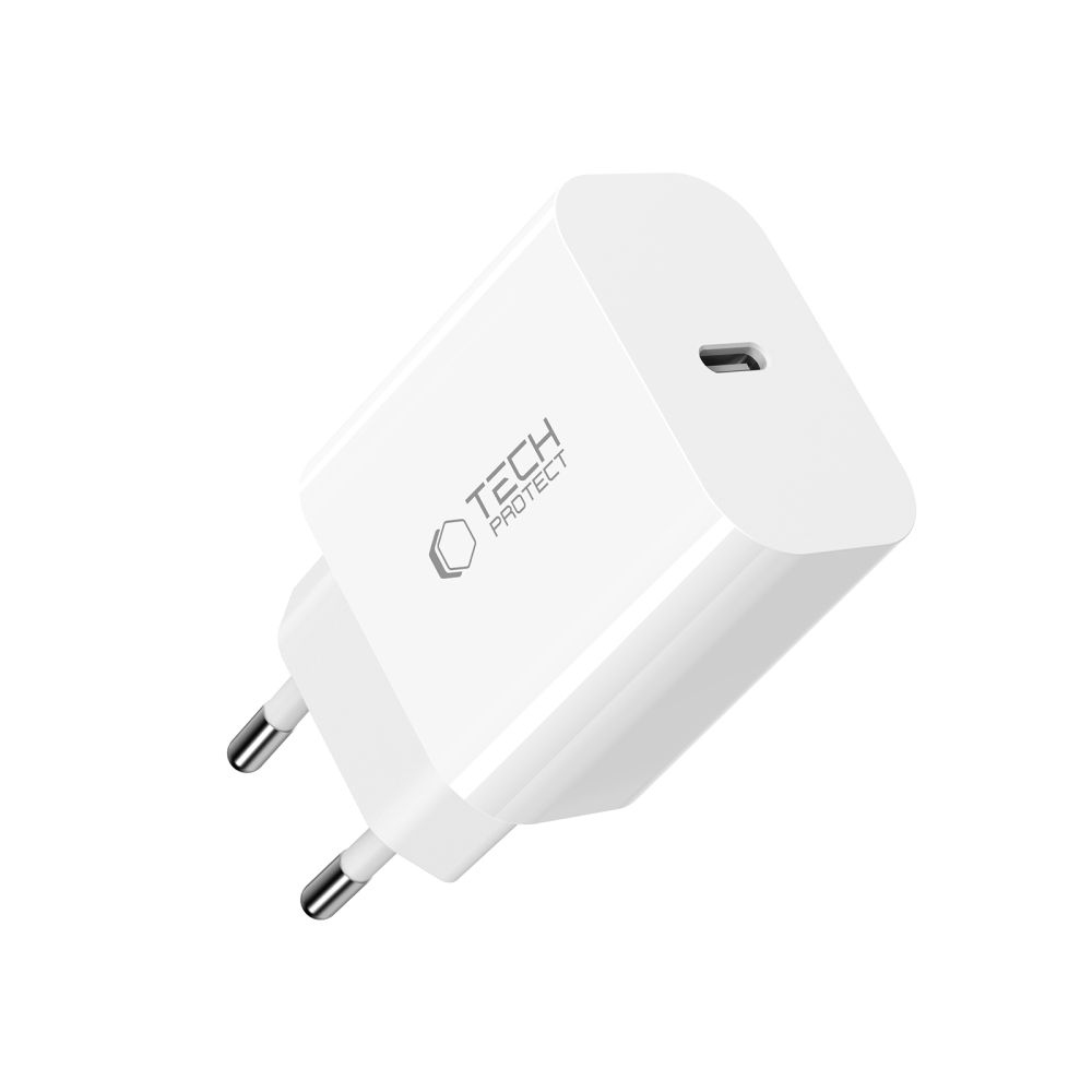 Tech-Protect NC20W sieťová nabíjačka PD 20W + Lightning/USB-C kábel – biela
