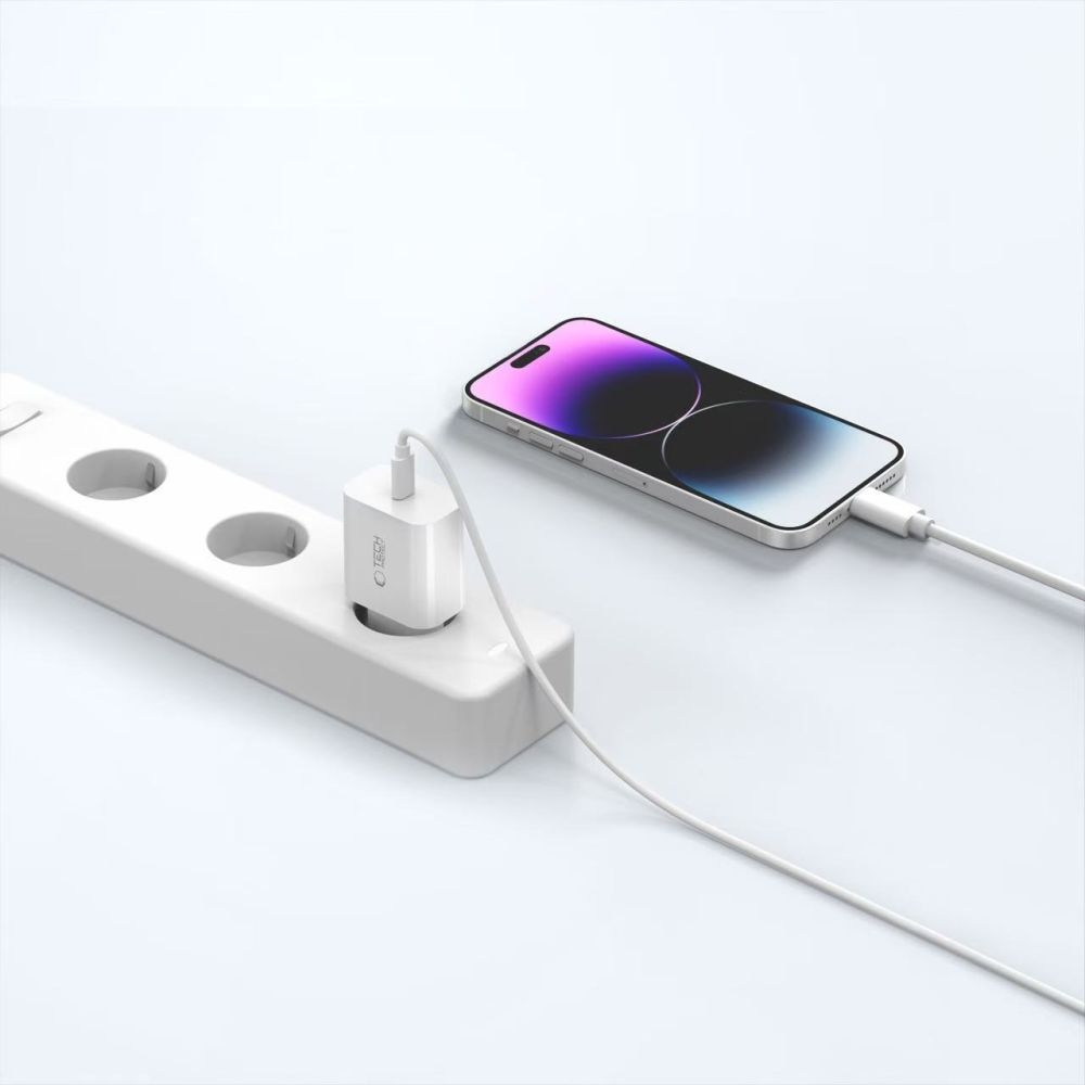 Tech-Protect NC20W sieťová nabíjačka PD 20W + Lightning/USB-C kábel – biela
