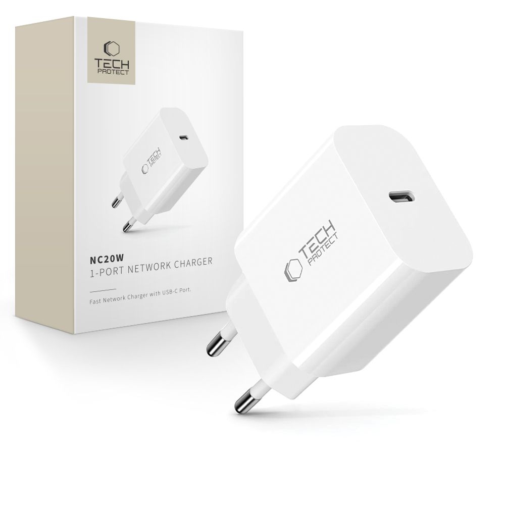 Tech-Protect NC20W USB-C Sieťová nabíjačka PD20W - biela