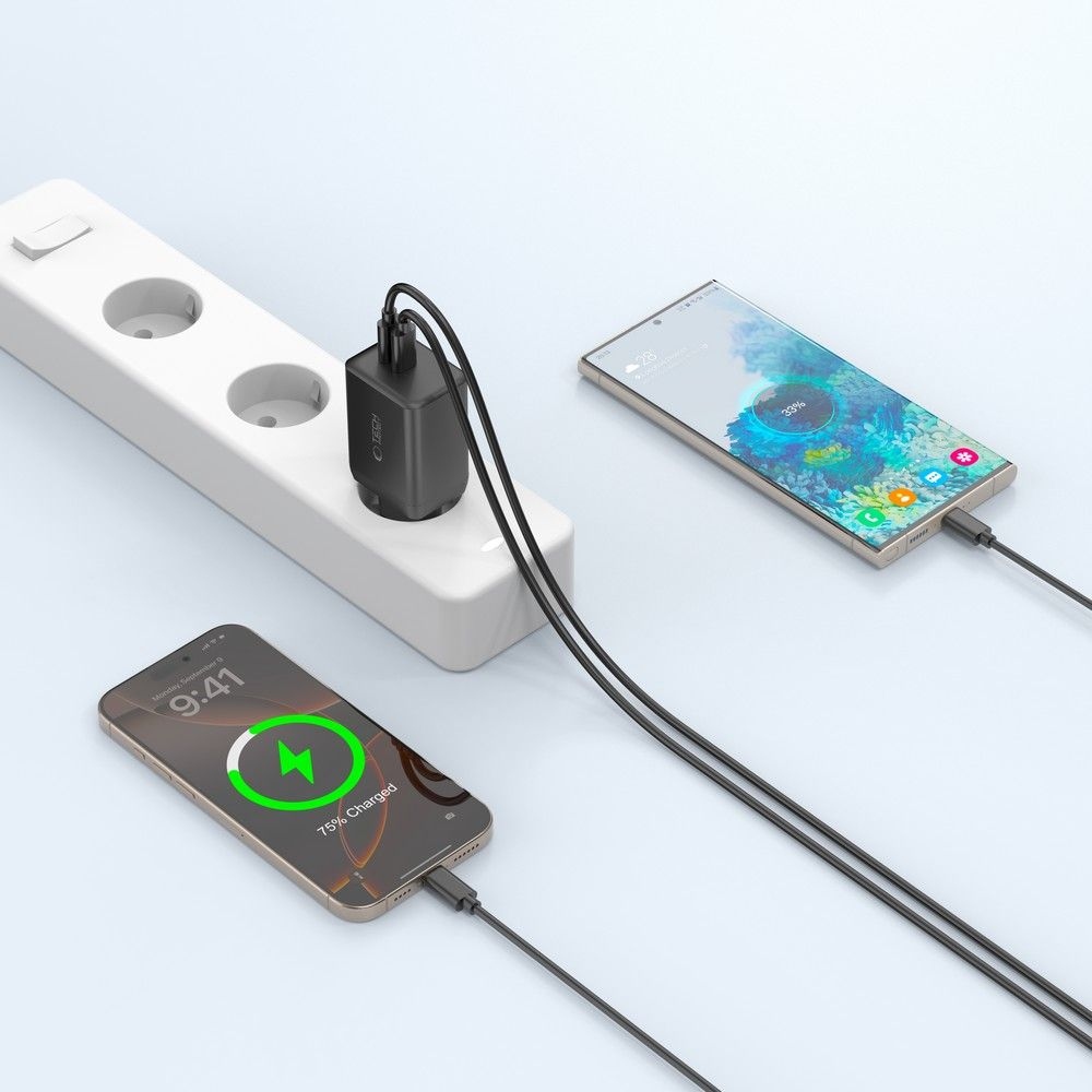 Tech-Protect NC45W-GAN 2-portová nabíjačka PD45W - čierna