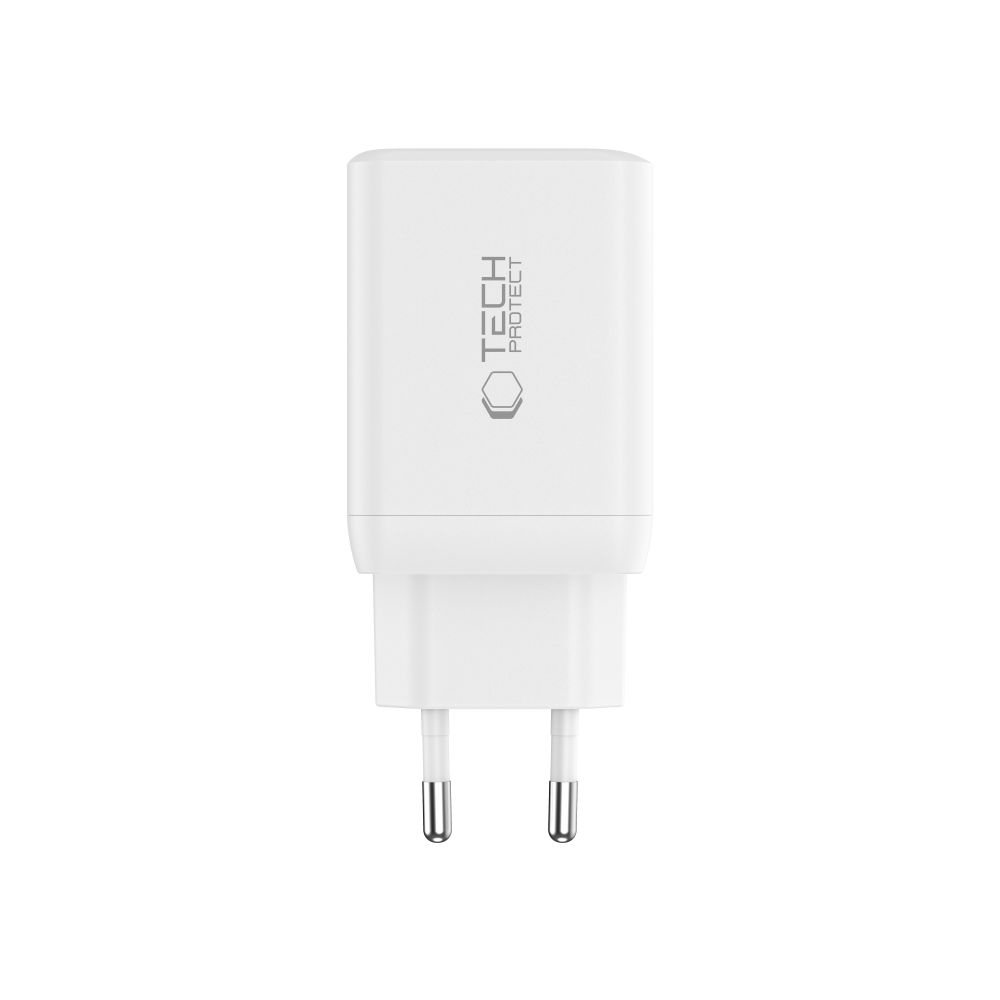 Tech-Protect NC45W-GAN 2-portová nabíjačka PD45W + USB-C/USB-C kábel - biela