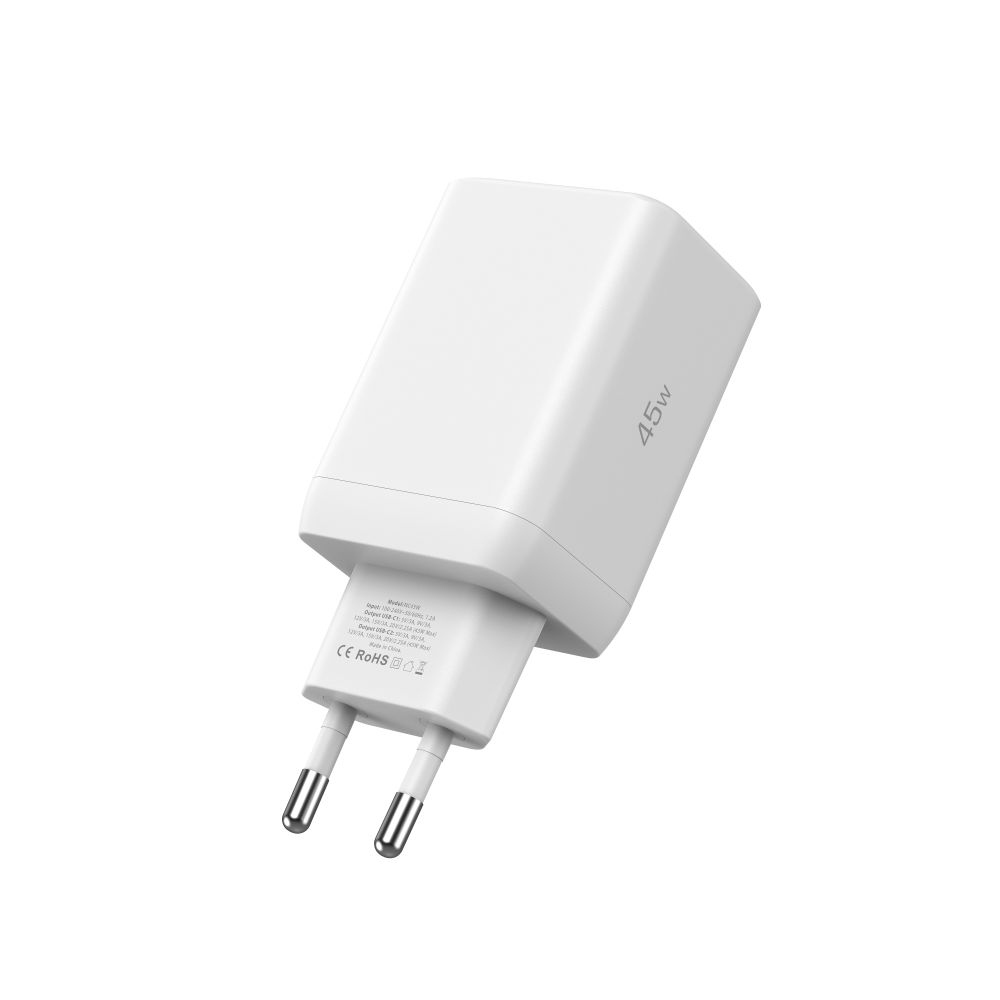 Tech-Protect NC45W-GAN 2-portová nabíjačka PD45W + USB-C/USB-C kábel - biela