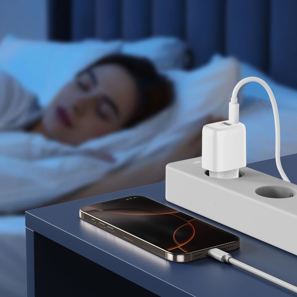 Tech-Protect NCA30 2-portová nabíjačka PD 30W QC3.0 + USB-C/USB-C kábel - biela