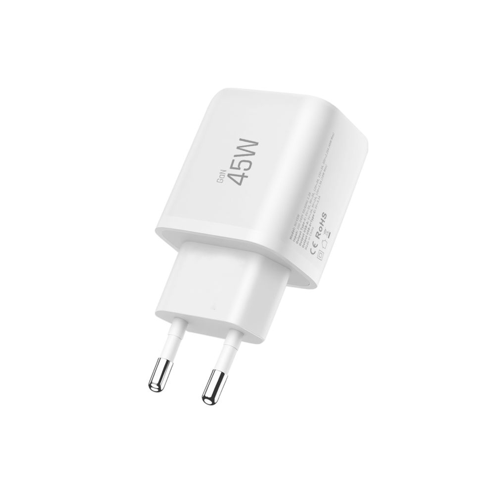 Tech-Protect NCA45W-GaN 2-portová nabíjačka PD 45W/QC3.0 + USB-C/USB-C kábel - biela
