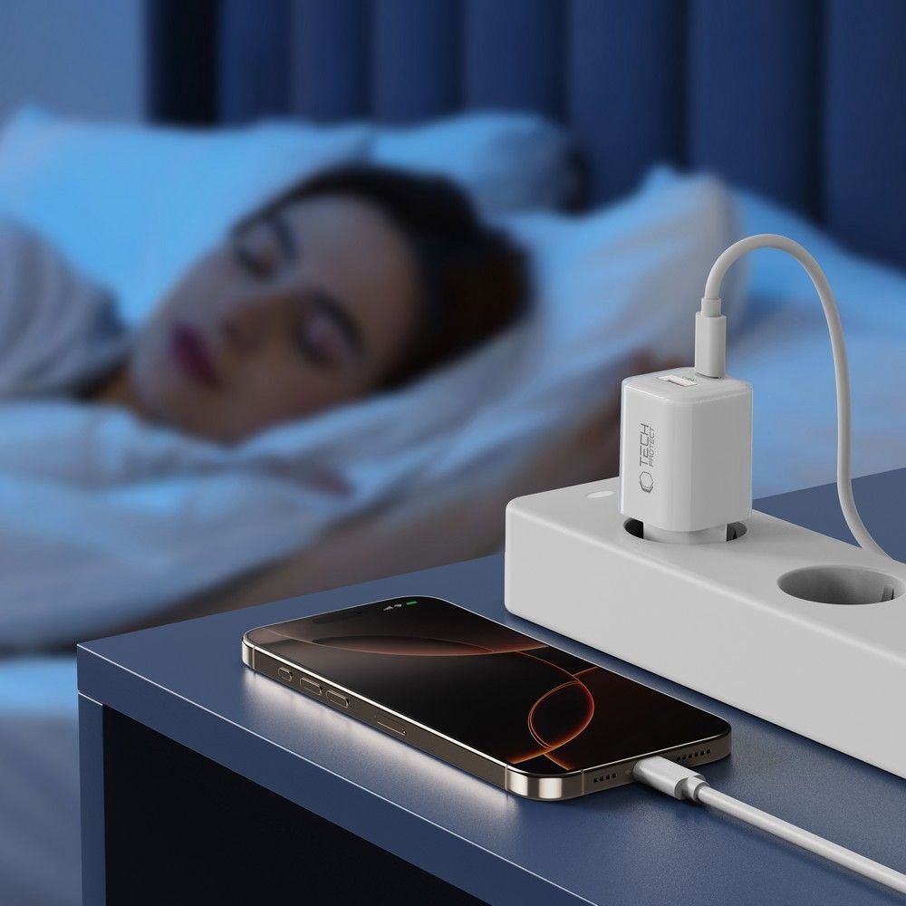 Tech-Protect NCM33W 2-portová sieťová nabíjačka PD33W/QC3.0 - biela