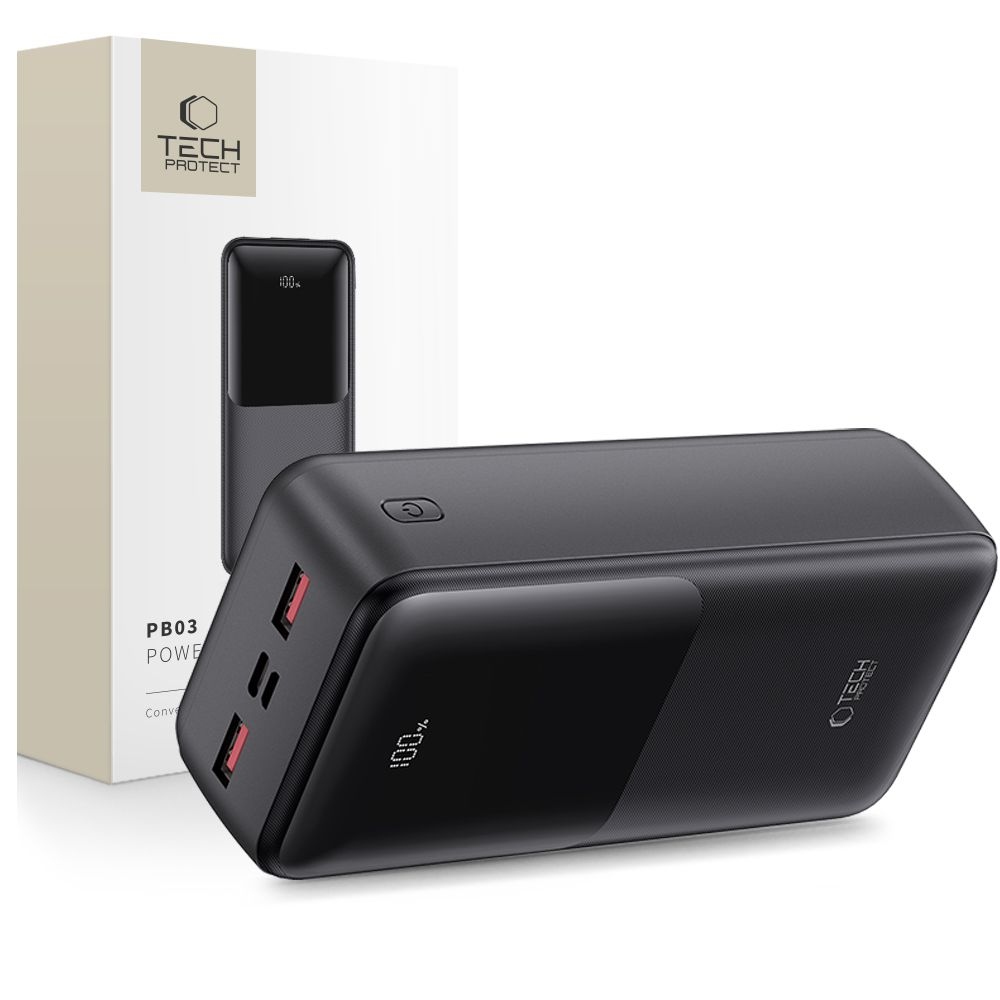 Tech-Protect PB03 powerbanka 30000mAh 22,5 W - čierna