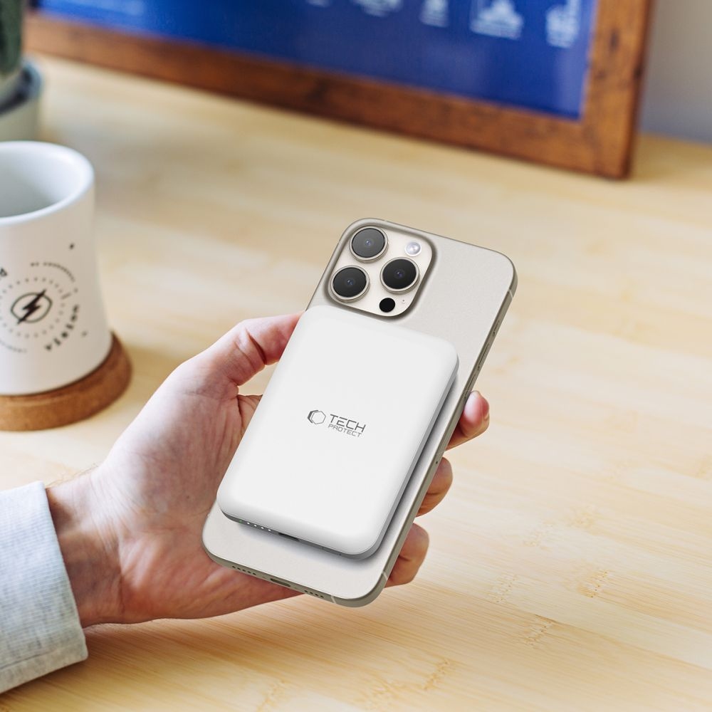 Tech-Protect PB10 LifeMag MagSafe powerbanka 5000 mAh 15W - biela