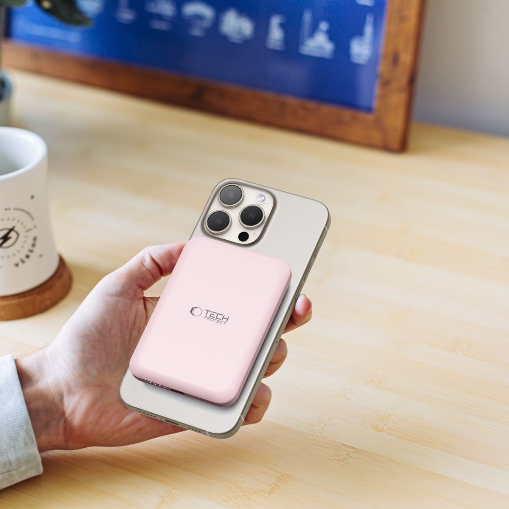 Tech-Protect PB10 LifeMag MagSafe powerbanka 5000 mAh 15W - ružová