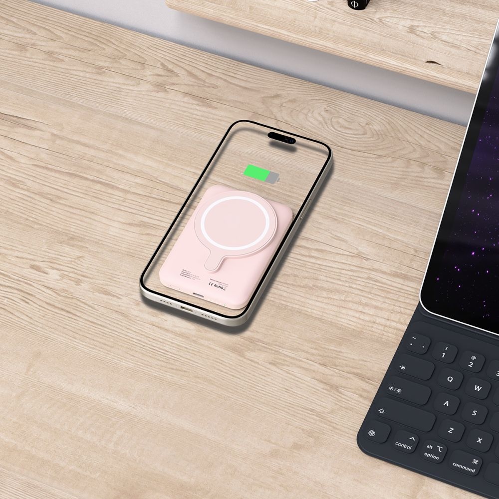 Tech-Protect PB10 LifeMag MagSafe powerbanka 5000 mAh 15W - ružová