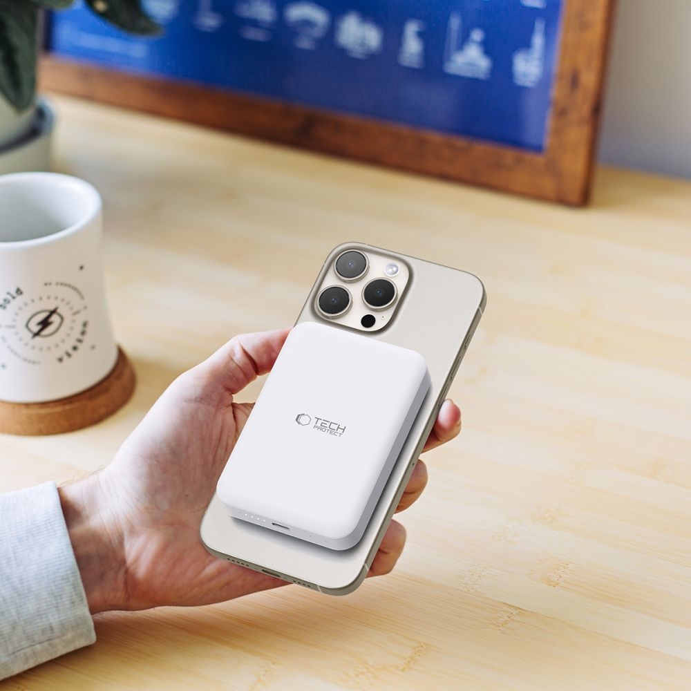 Tech-Protect PB11 LifeMag MagSafe powerbanka 10000 mAh 15W - biela