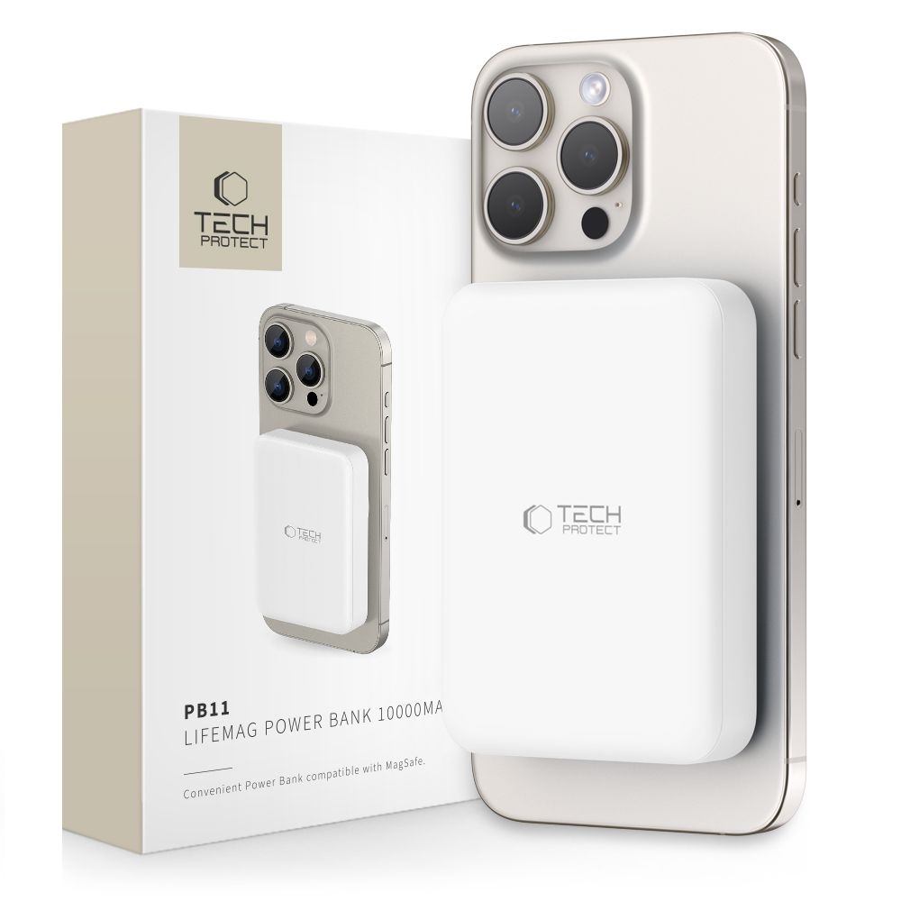 Tech-Protect PB11 LifeMag MagSafe powerbanka 10000 mAh 15W - biela