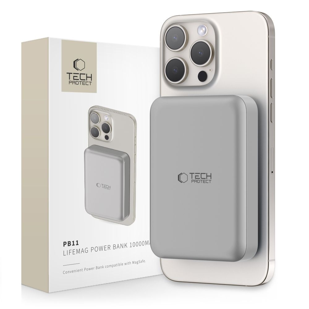 Tech-Protect PB11 LifeMag MagSafe powerbanka 10000 mAh 15W - titán