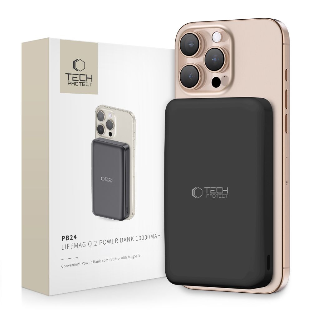 Tech-Protect PB24 LifeMag Qi2 MagSafe Powerbanka 10000mAh 15W - čierna
