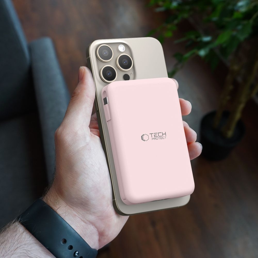 Tech-Protect PB31 LifeMag MagSafe powerbanka 10000 mAh 15W - svetloružová