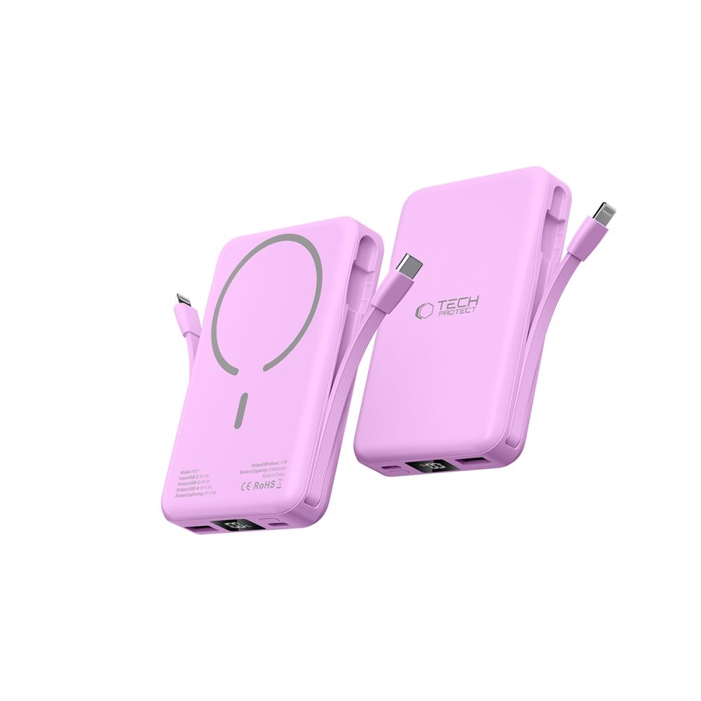 Tech-Protect PB31 LifeMag MagSafe powerbanka 10000 mAh 15W - tmavoružová