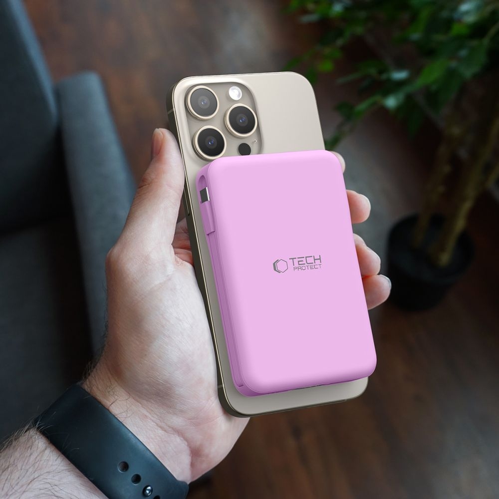 Tech-Protect PB31 LifeMag MagSafe powerbanka 10000 mAh 15W - tmavoružová