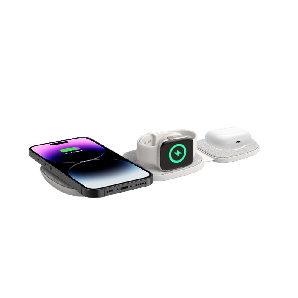 Tech-Protect QI15W-A32 cestovný nabíjací stojan 3v1 s MagSafe - šedý