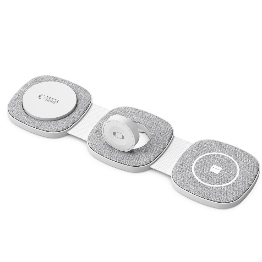 Tech-Protect QI15W-A32 cestovný nabíjací stojan 3v1 s MagSafe - šedý
