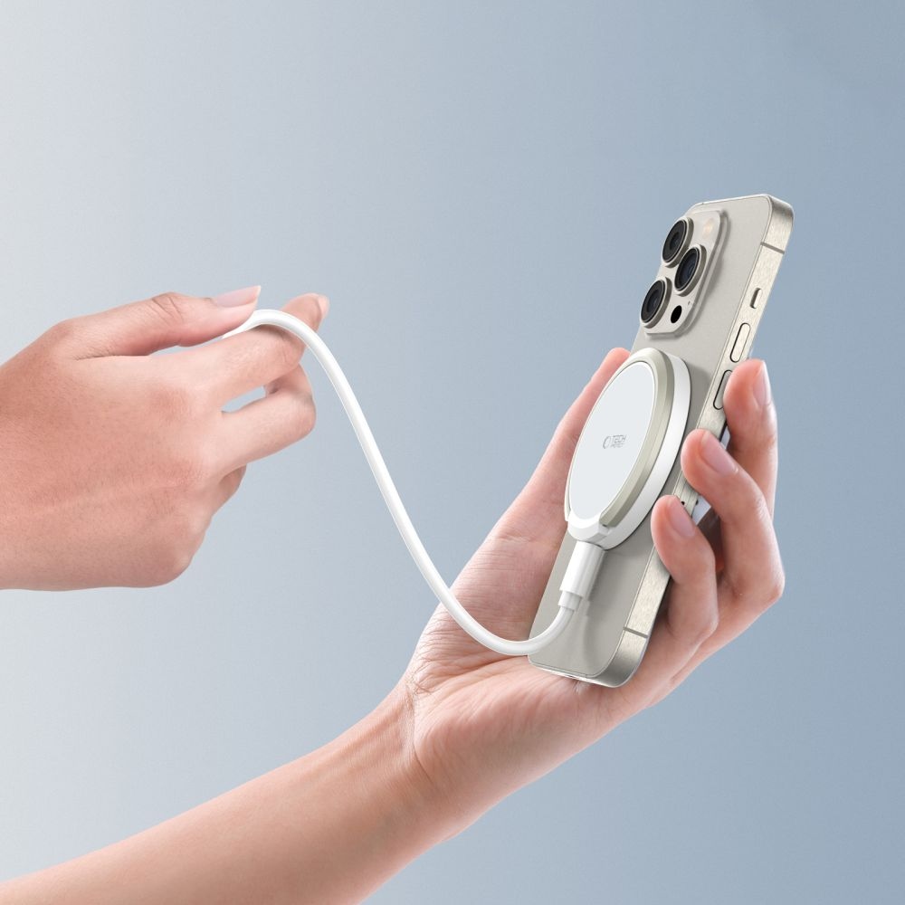 Tech-Protect QI15W-A33 bezdrôtová MagSafe nabíjačka so stojanom - biela