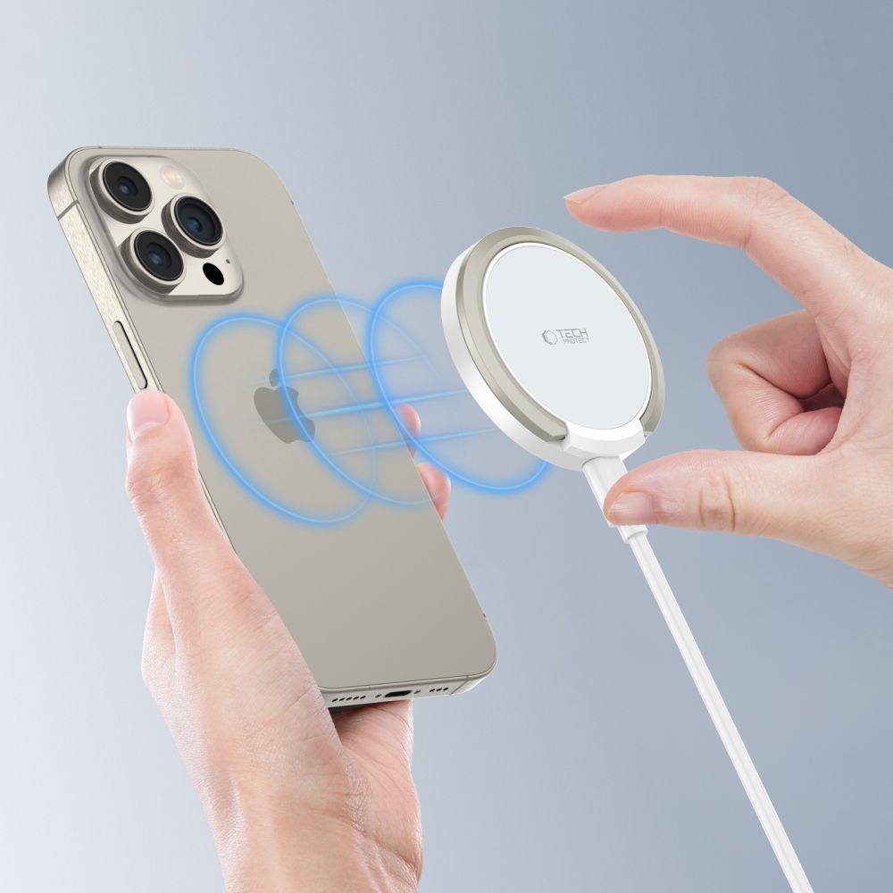 Tech-Protect QI15W-A33 bezdrôtová MagSafe nabíjačka so stojanom - biela