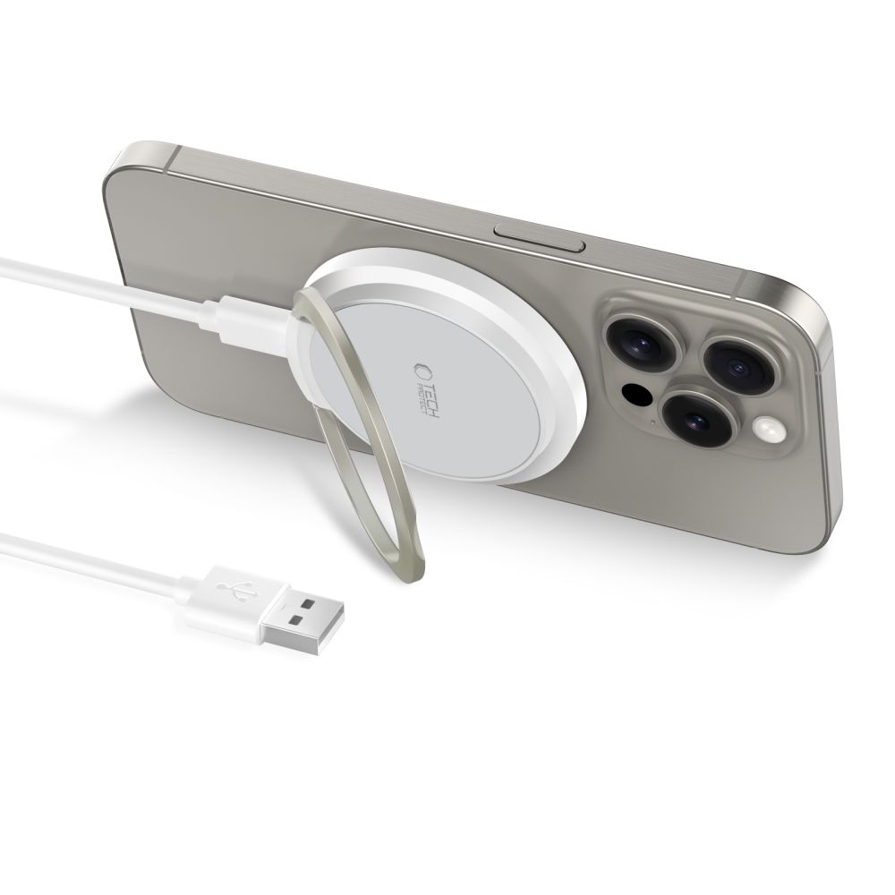 Tech-Protect QI15W-A33 bezdrôtová MagSafe nabíjačka so stojanom - biela