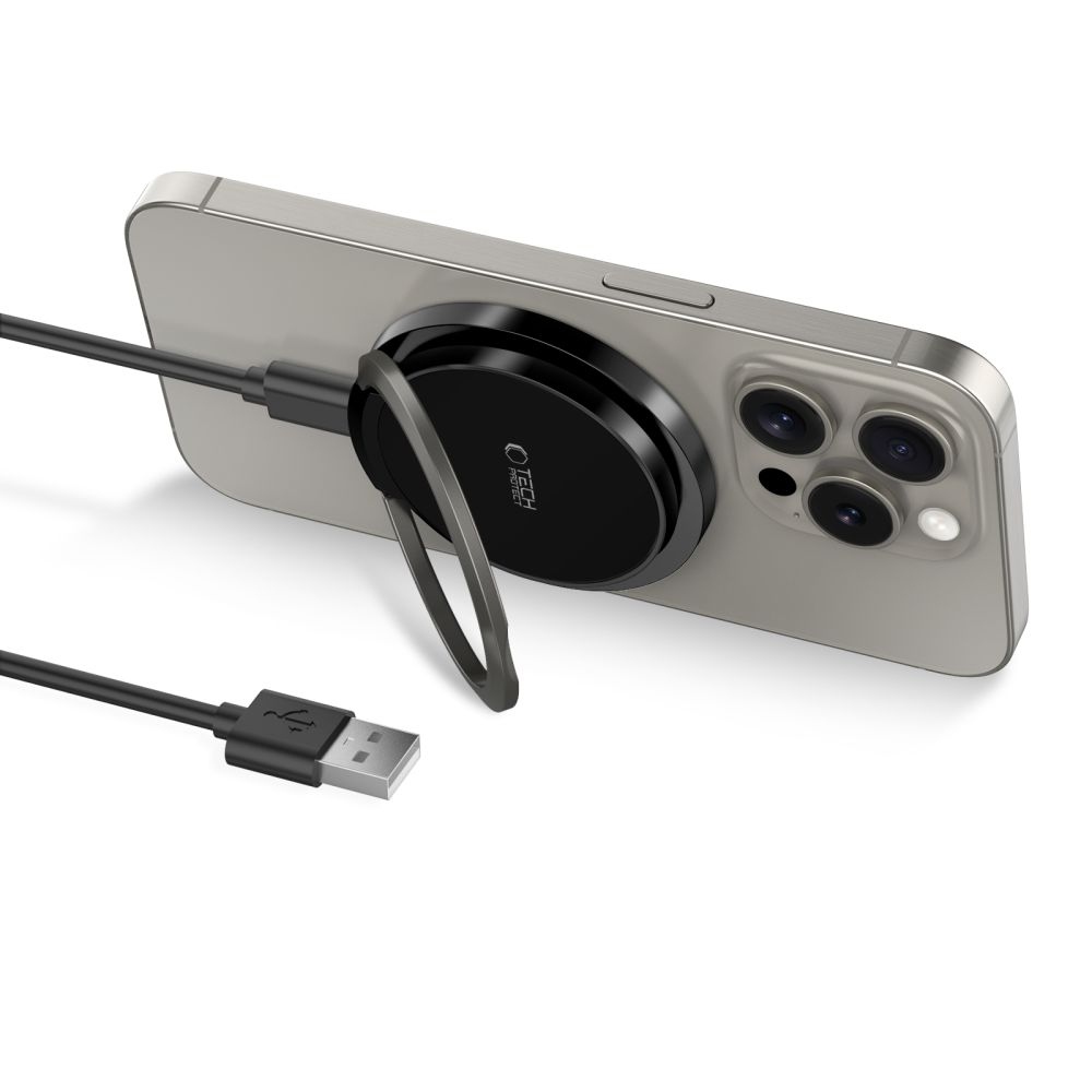 Tech-Protect QI15W-A33 bezdrôtová MagSafe nabíjačka so stojanom - čierna