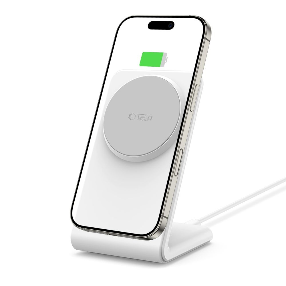 Tech-Protect QI15W-A38 magnetický MagSafe nabíjací stojanček - biely