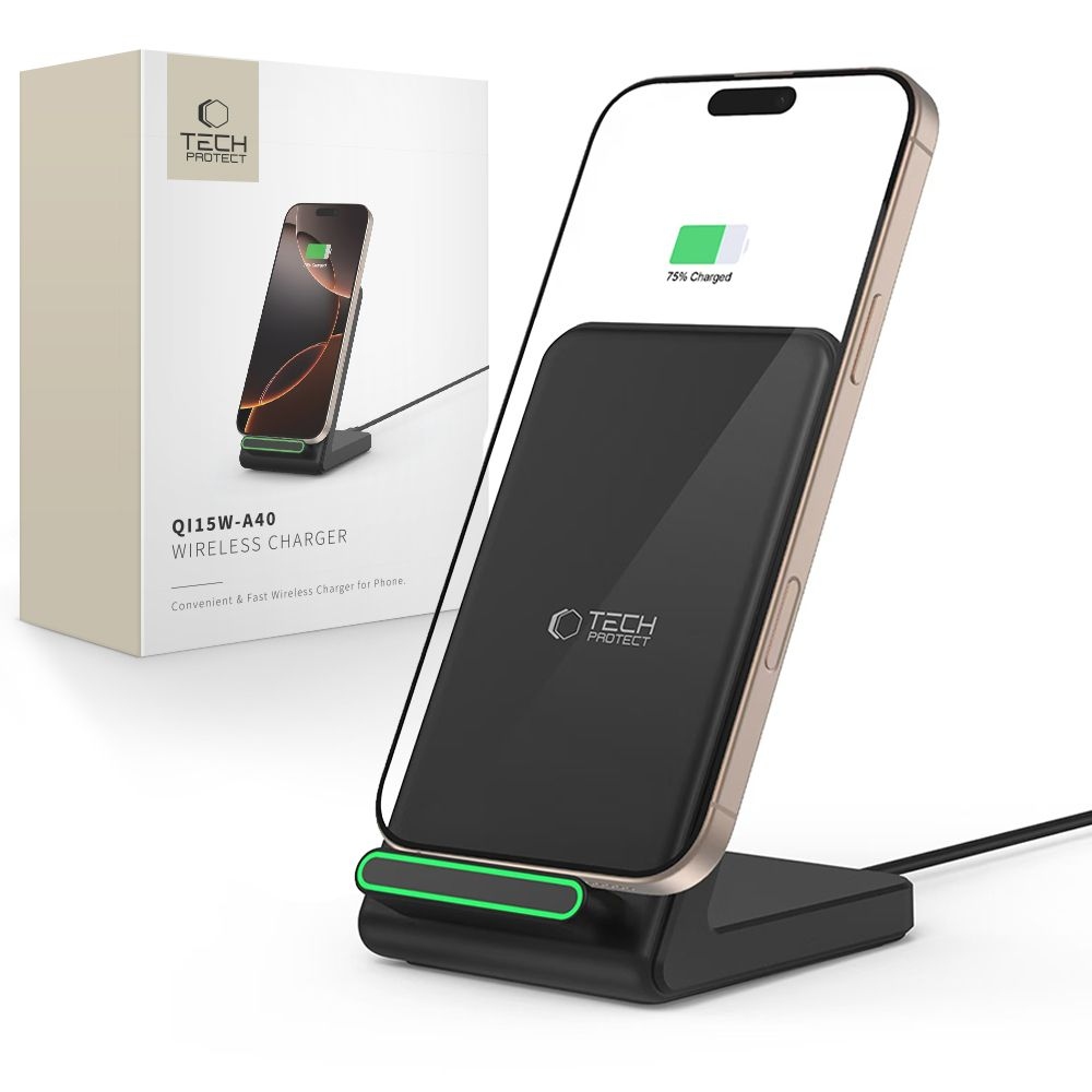 Tech-Protect QI15W-A40 bezdrôtový nabíjací stojan - čierny
