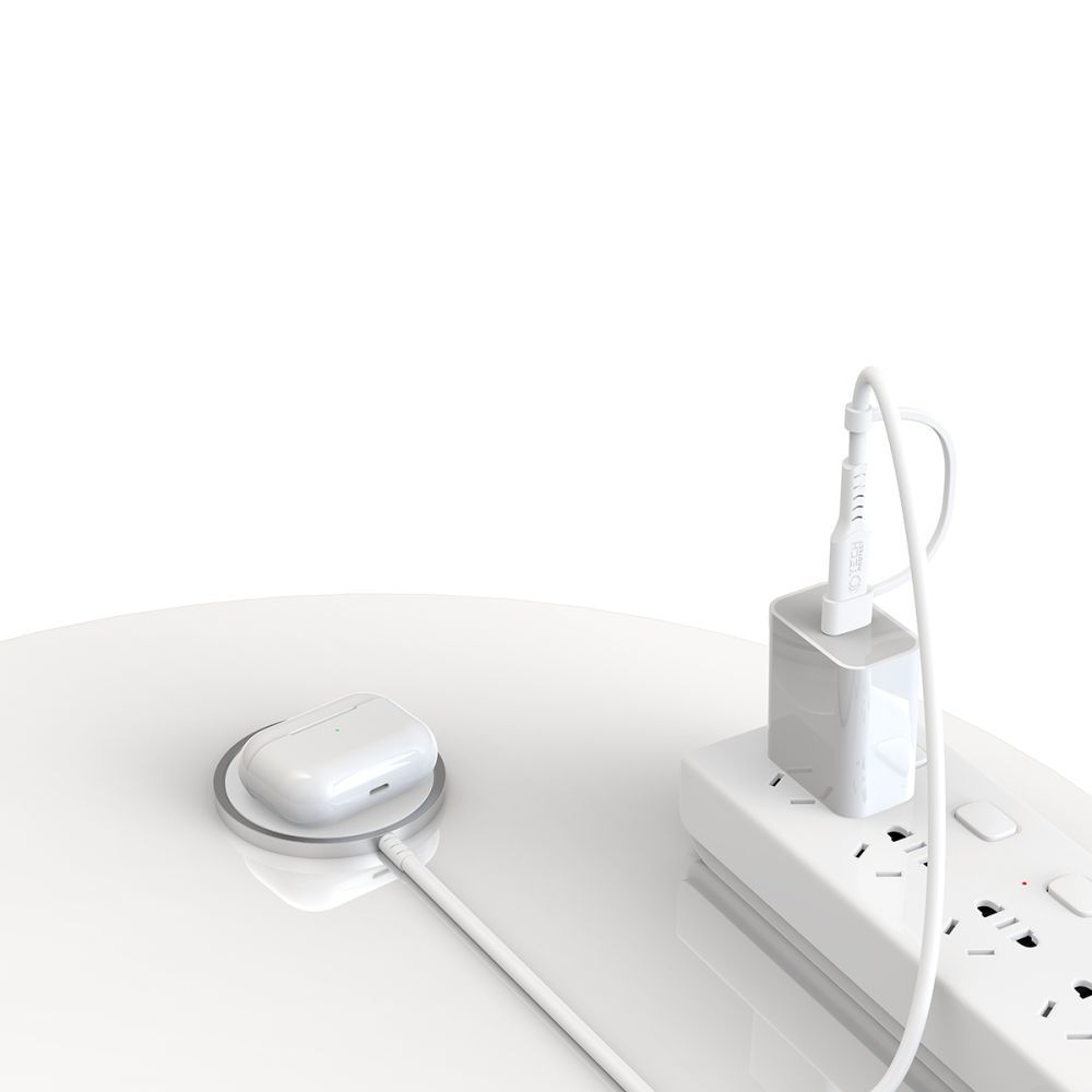 Tech-Protect QI15W-A44 bezdrôtová MagSafe nabíjačka s USB-C a USB-A - biela