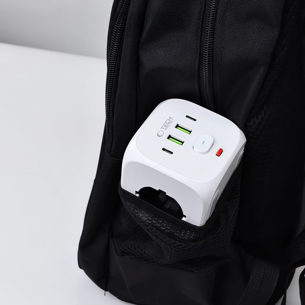 Tech-Protect Rozdvojka C13 PCL3X4 3x zásuvka 2x USB-A 2x USB-C - biela