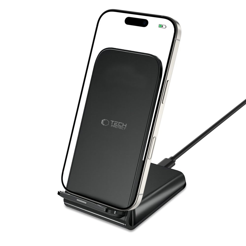 Tech-Protect S2 15W bezdrôtový nabíjací stojan - čierny