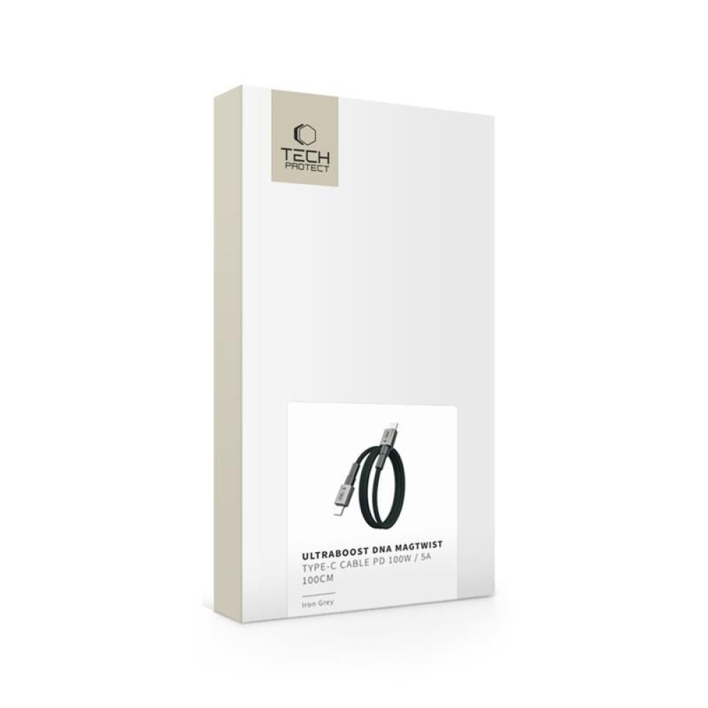 Tech-Protect UltraBoost DNA MagTwist USB-C/USB-C kábel 100W 1m - šedý
