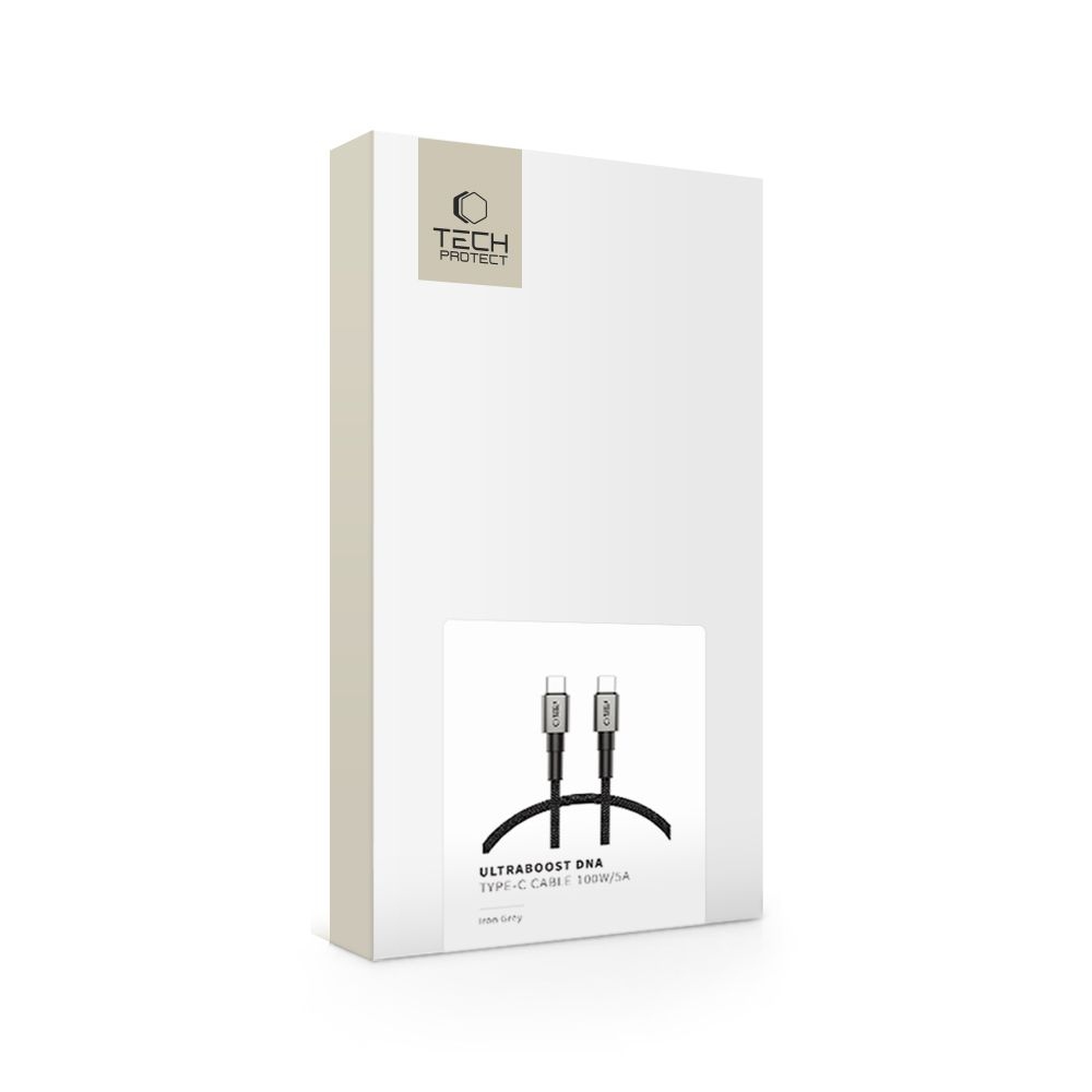 Tech-Protect UltraBoost kábel DNA USB-C/USB-C PD100W/5A 0,5m - šedý