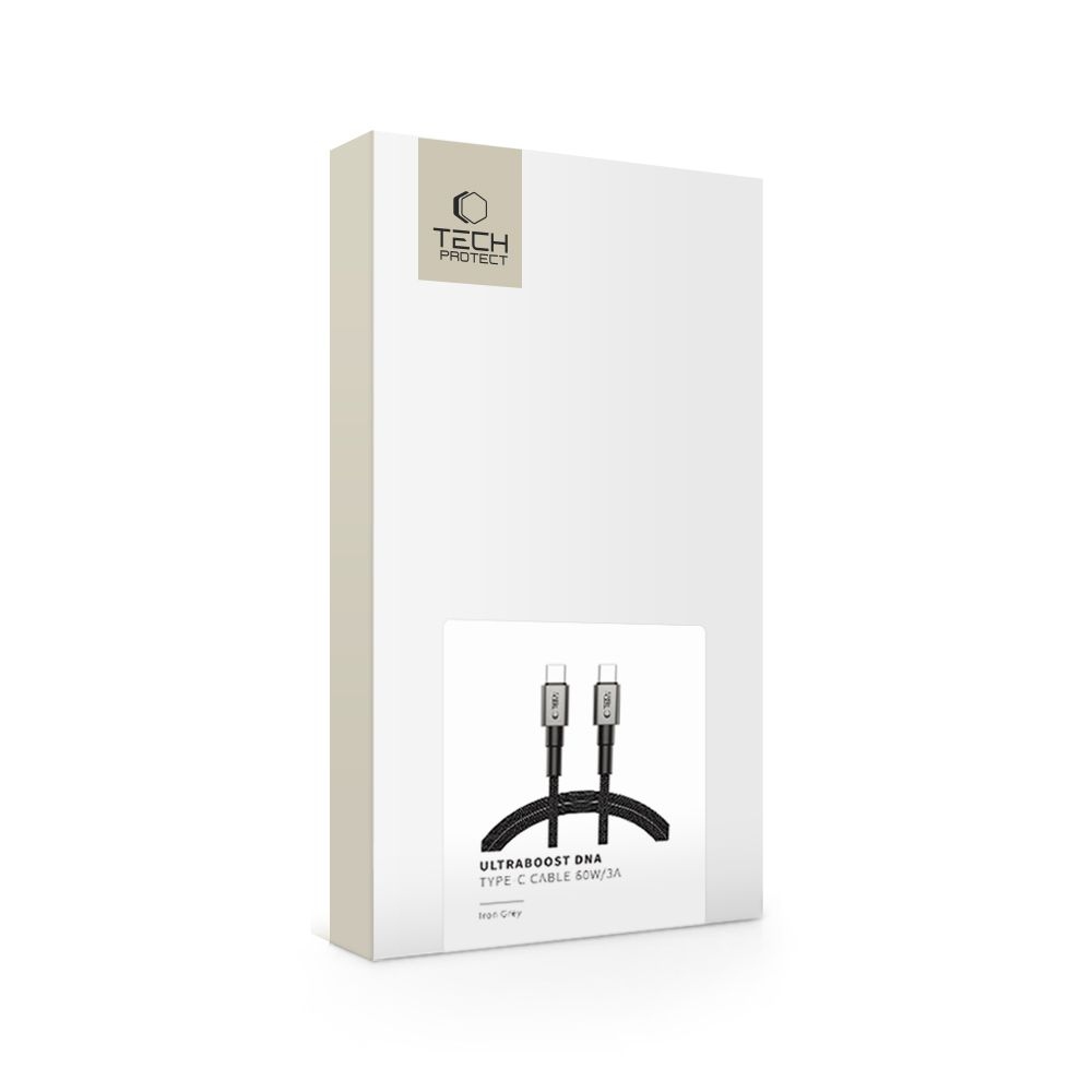 Tech-Protect UltraBoost kábel DNA USB-C/USB-C PD60W/3A 1m - šedý