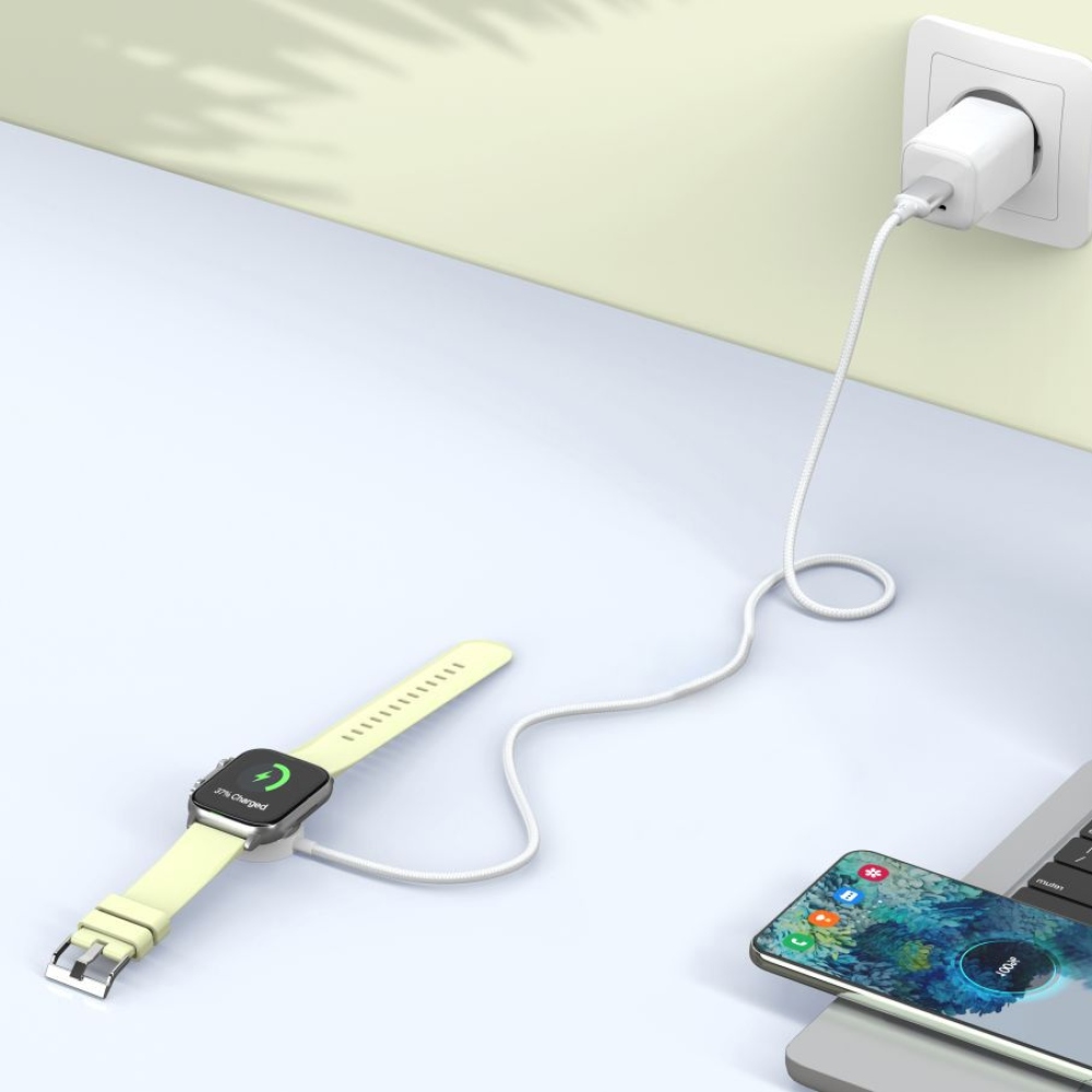 Tech-Protect Ultraboost MC02 USB-C magnetický nabíjací kábel pre Apple Watch 1m - biely