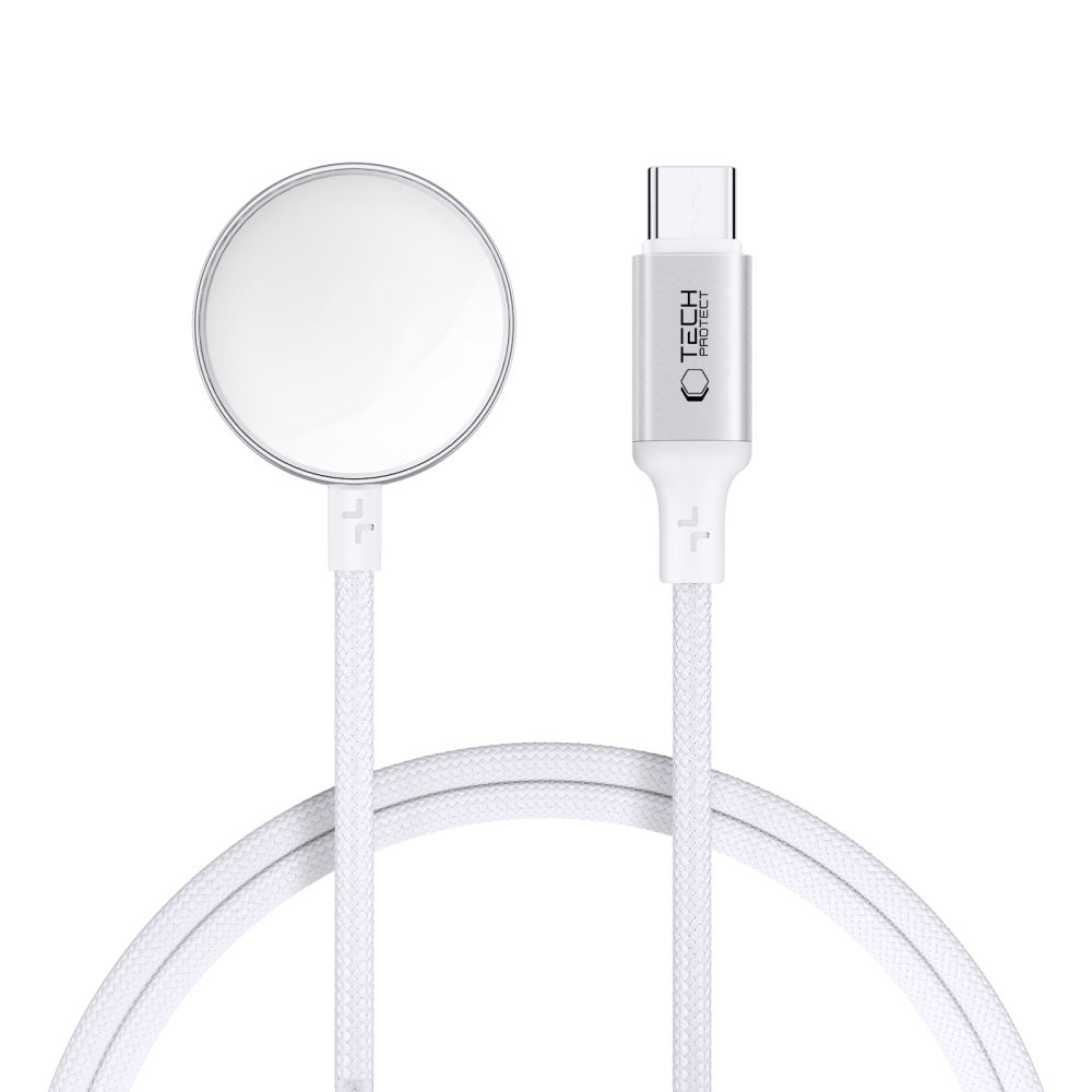Tech-Protect Ultraboost MC02 USB-C magnetický nabíjací kábel pre Apple Watch 1m - biely